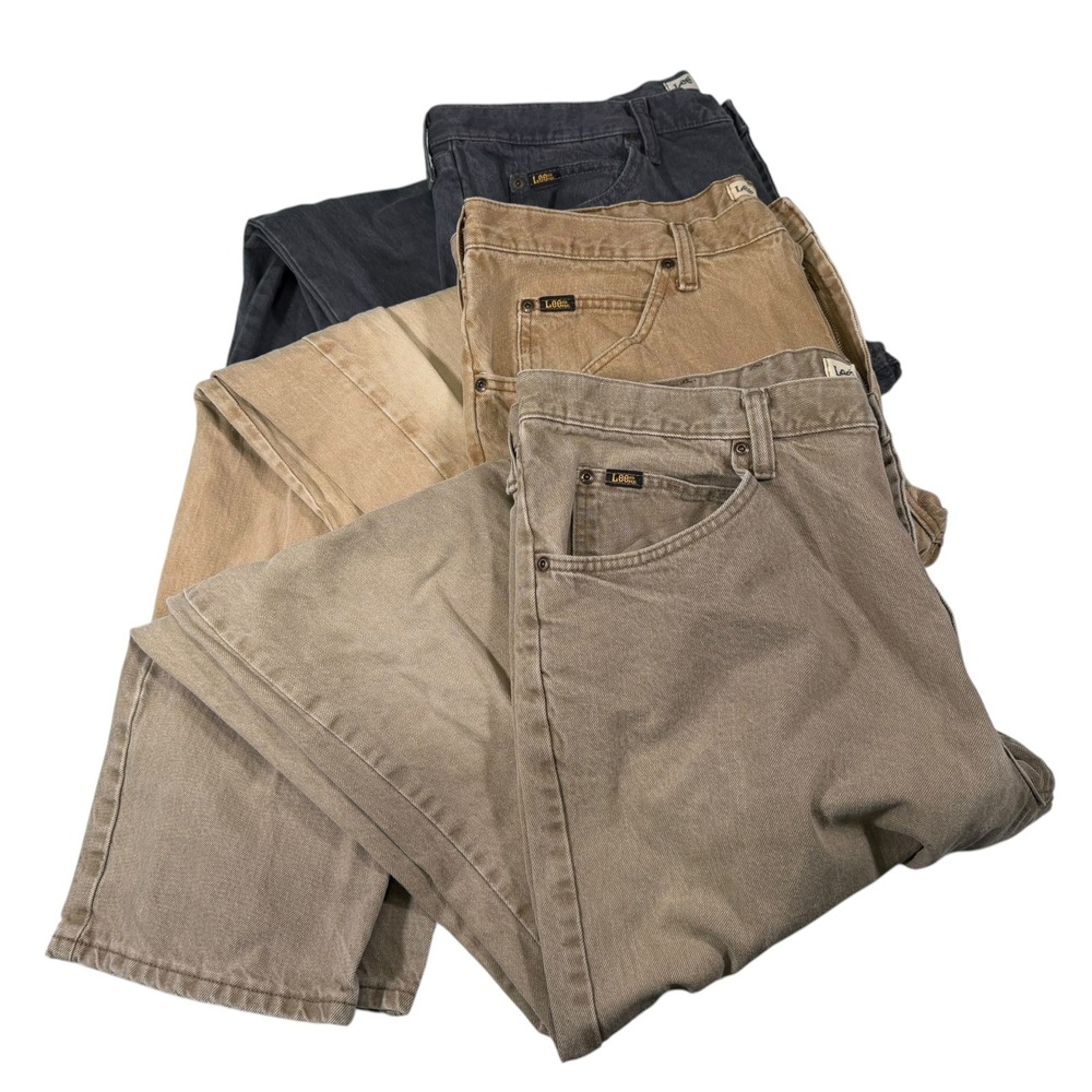 3pair Lee 40x32 Multicolor Jeans Regular Fit Straight Leg Earth Tone Workwear